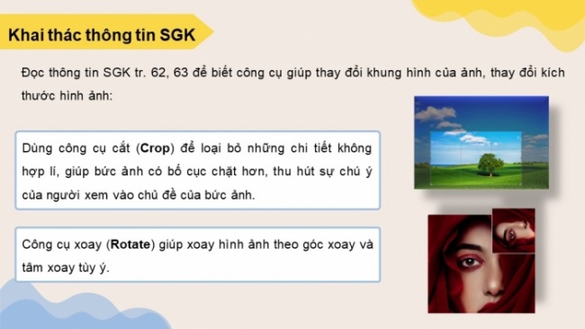 Soạn giáo án điện tử Tin học 8 KNTT Bài 9b: Thay đổi khung hình, kích thước ảnh