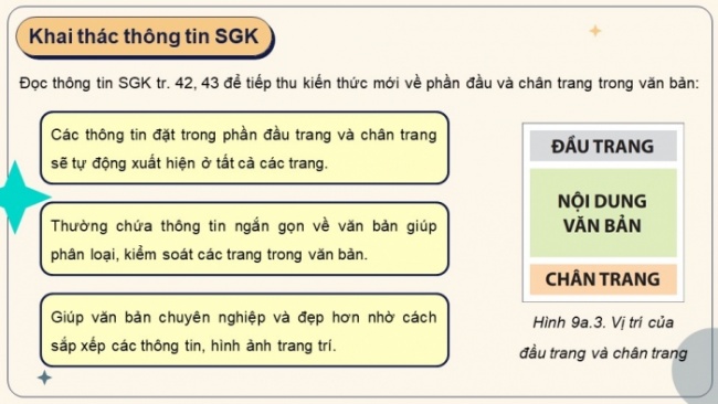 Soạn giáo án điện tử Tin học 8 KNTT Bài 9a: Tạo đầu trang, chân trang cho văn bản