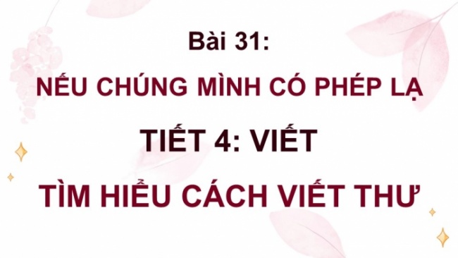 Soạn giáo án điện tử tiếng việt 4 KNTT Bài 31 Viết: Tìm hiểu cách viết thư