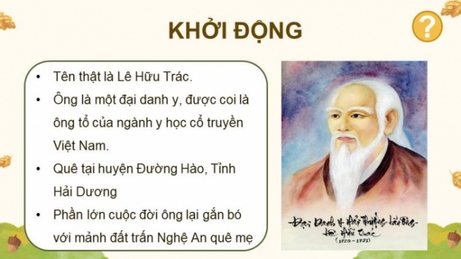 Soạn giáo án điện tử tiếng việt 4 KNTT Bài 1 Đọc: Hải Thượng Lãn Ông