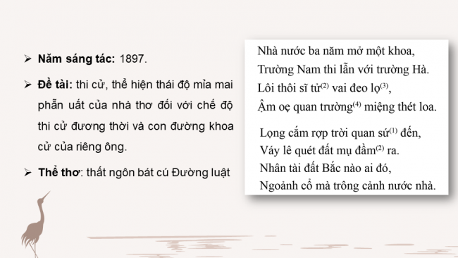 Soạn giáo án điện tử Ngữ văn 8 CD Bài 7 Đọc 2: Vịnh khoa thi Hương