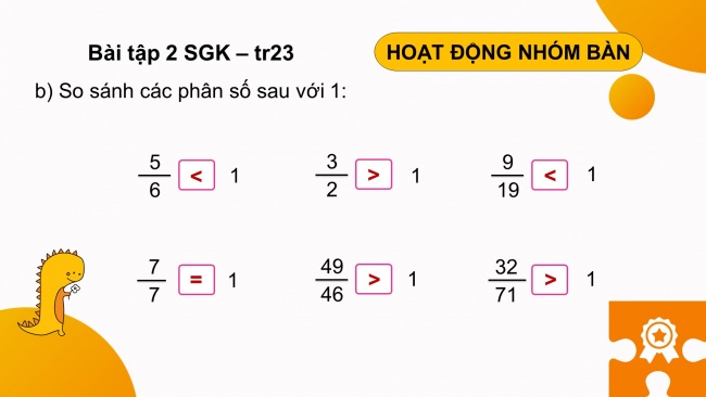 Soạn giáo án điện tử toán 4 cánh diều Bài 61: So sánh hai phân số cùng mẫu số