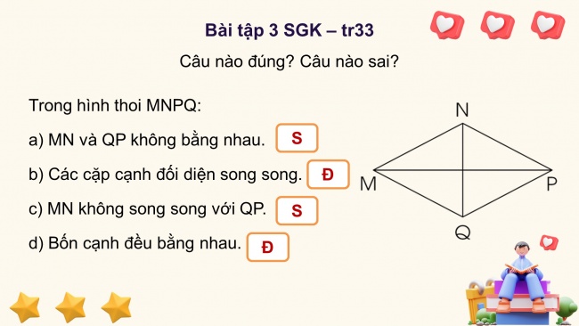 Soạn giáo án điện tử toán 4 cánh diều Bài 66: Hình thoi