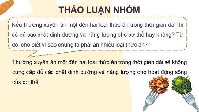 Soạn giáo án điện tử khoa học 4 cánh diều Bài 18: Chế độ ăn uống (P1)