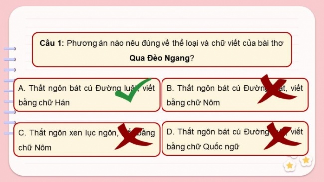 Soạn giáo án điện tử Ngữ văn 8 CD Bài 7 Tự đánh giá: Qua Đèo Ngang
