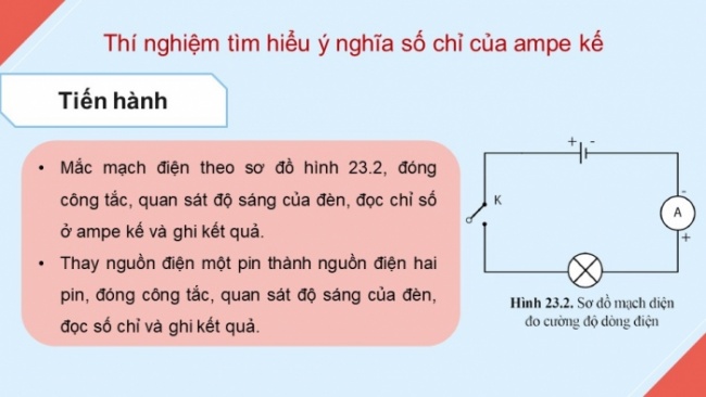 Soạn giáo án điện tử KHTN 8 CD Bài 23: Cường độ dòng điện và hiệu điện thế