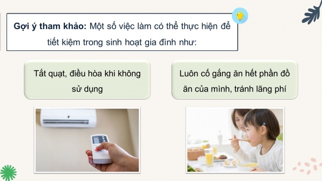 Soạn giáo án điện tử HĐTN 4 cánh diều Tuần 27: Tiết kiệm trong sinh hoạt gia đình - Hoạt động 1, 2