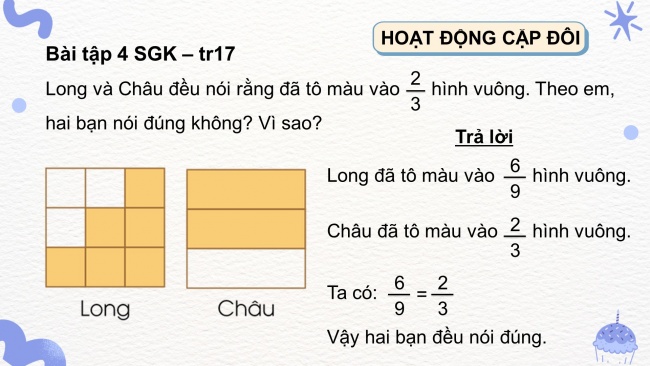 Soạn giáo án điện tử toán 4 cánh diều Bài 58: Tính chất cơ bản của phân số