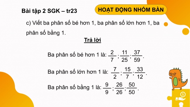 Soạn giáo án điện tử toán 4 cánh diều Bài 61: So sánh hai phân số cùng mẫu số