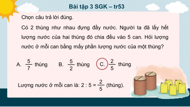 Soạn giáo án điện tử toán 4 KNTT Bài 54: Phân số và phép chia số tự nhiên