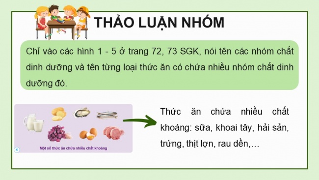 Soạn giáo án điện tử khoa học 4 cánh diều Bài 17: Các chất dinh dưỡng cần thiết cho cơ thể