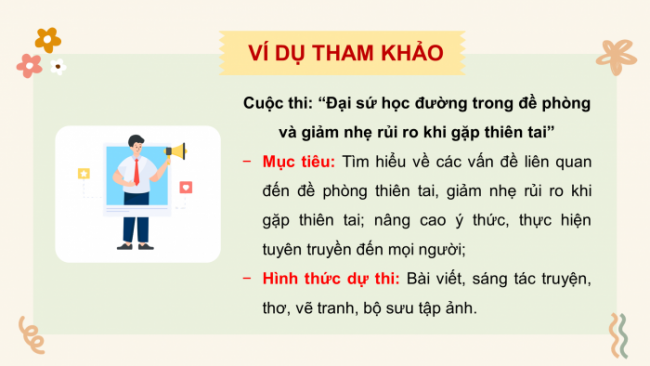 Soạn giáo án điện tử HĐTN 8 CTST (bản 2) Chủ đề 6: Đề phòng thiên tai và giảm nhẹ rủi ro - Hoạt động 5, 6