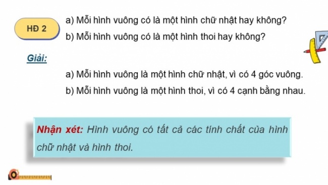 Soạn giáo án điện tử Toán 8 CD Chương 5 Bài 7: Hình vuông