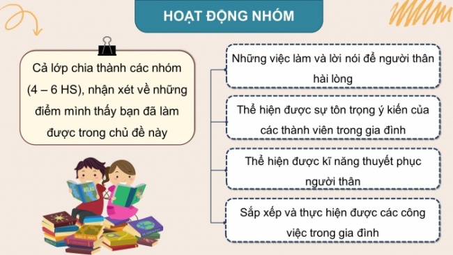 Soạn giáo án điện tử HĐTN 8 CTST (bản 1) Chủ đề 4: Sống hoà hợp trong gia đình - Nhiệm vụ 6, 7