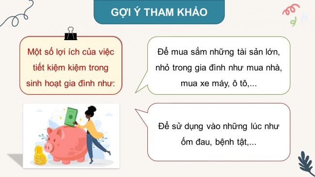 Soạn giáo án điện tử HĐTN 4 cánh diều Tuần 27: Tiết kiệm trong sinh hoạt gia đình - Hoạt động 1, 2