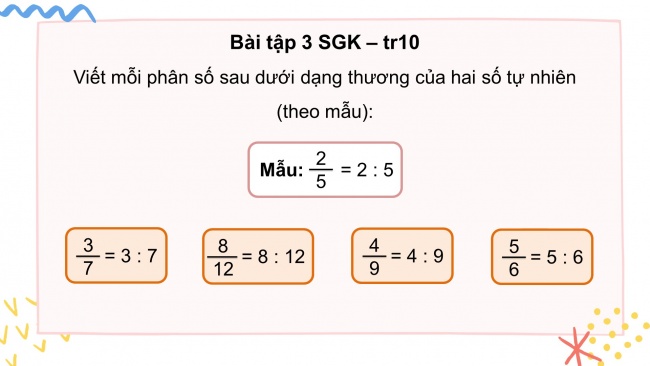 Soạn giáo án điện tử toán 4 cánh diều Bài 55: Phân số và phép chia số tự nhiên