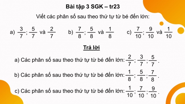 Soạn giáo án điện tử toán 4 cánh diều Bài 61: So sánh hai phân số cùng mẫu số