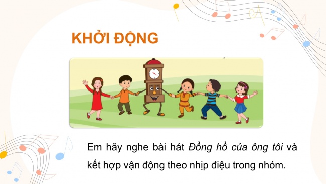 Soạn giáo án điện tử âm nhạc 4 CTST CĐ6 Tiết 1: Hát: Đồng hồ của ông tôi