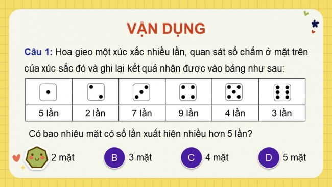 Soạn giáo án điện tử toán 4 KNTT Bài 72: Ôn tập một số yếu tố thống kê và xác suất