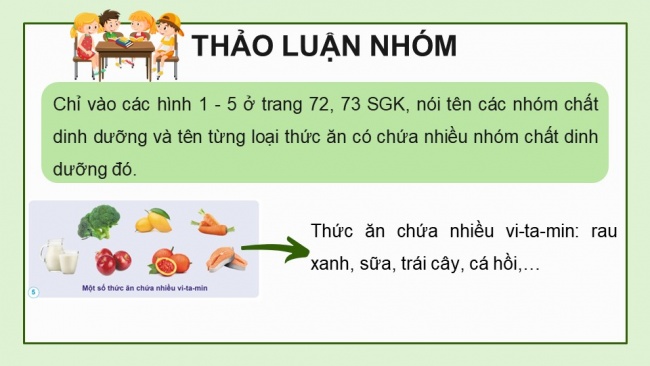 Soạn giáo án điện tử khoa học 4 cánh diều Bài 17: Các chất dinh dưỡng cần thiết cho cơ thể