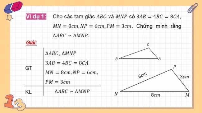 Soạn giáo án điện tử Toán 8 KNTT Bài 34: Ba trường hợp đồng dạng của hai tam giác