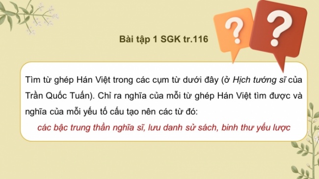 Soạn giáo án điện tử Ngữ văn 8 CD Bài 5 TH tiếng Việt: Ôn tập về từ Hán Việt, thành ngữ, tục ngữ