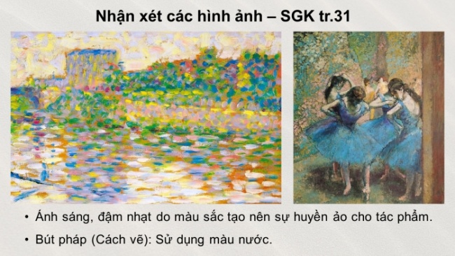 Soạn giáo án điện tử Mĩ thuật 8 CTST (bản 2) Bài 7: Trường phái Ấn tượng