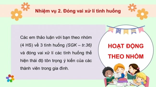 Soạn giáo án điện tử HĐTN 8 CTST (bản 1) Chủ đề 4: Sống hoà hợp trong gia đình - Nhiệm vụ 3