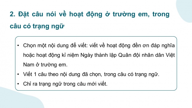 Soạn giáo án điện tử tiếng việt 4 cánh diều Bài 14 Luyện từ và câu 1: Trạng ngữ