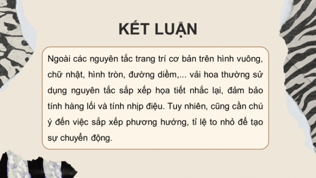 Soạn giáo án điện tử Mĩ thuật 8 CTST (bản 2) Bài 11: Trang trí mẫu vải