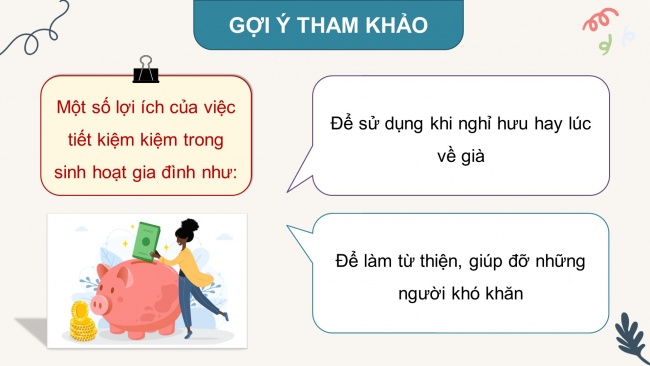 Soạn giáo án điện tử HĐTN 4 cánh diều Tuần 27: Tiết kiệm trong sinh hoạt gia đình - Hoạt động 1, 2
