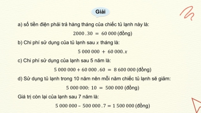 Soạn giáo án điện tử Toán 8 KNTT Hoạt động thực hành trải nghiệm 1: Một vài ứng dụng của hàm số bậc nhất trong tài chính