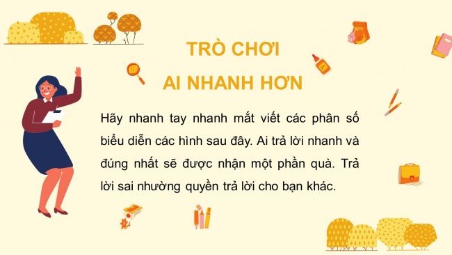 Soạn giáo án điện tử toán 4 cánh diều Bài 54: Khái niệm phân số (tiếp theo)
