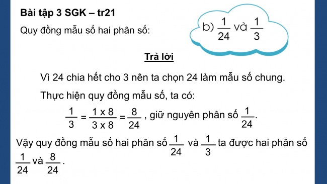 Soạn giáo án điện tử toán 4 cánh diều Bài 60: Quy đồng mẫu số các phân số