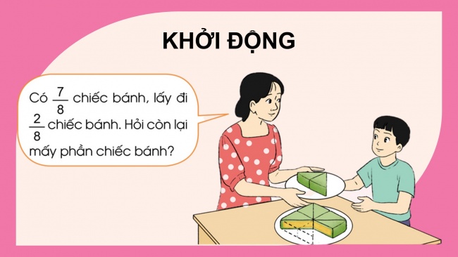 Soạn giáo án điện tử toán 4 cánh diều Bài 74: Trừ các phân số cùng mẫu số