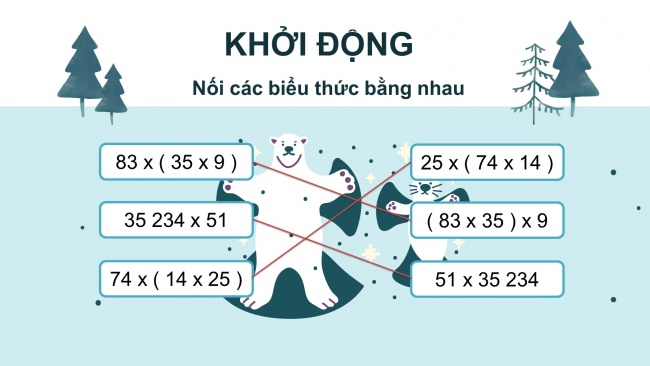 Soạn giáo án điện tử toán 4 KNTT Bài 42: Tính chất phân phối của phép nhân đối với phép cộng