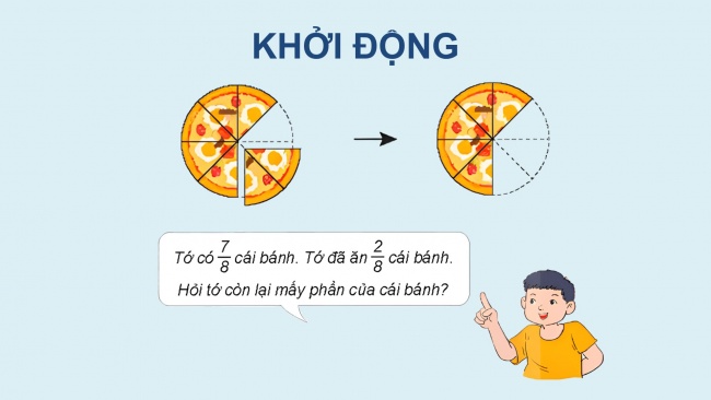 Soạn giáo án điện tử toán 4 KNTT Bài 61: Phép trừ phân số