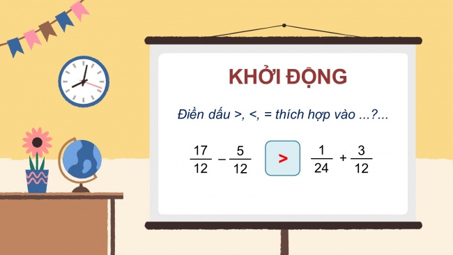 Soạn giáo án điện tử toán 4 KNTT Bài 70: Ôn tập phép tính với phân số