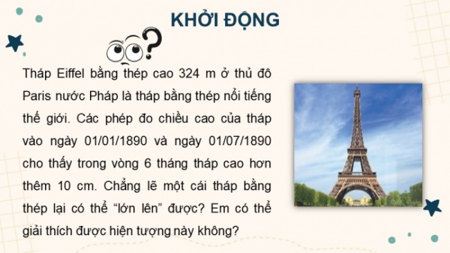 Soạn giáo án điện tử KHTN 8 KNTT Bài 29: Sự nở vì nhiệt