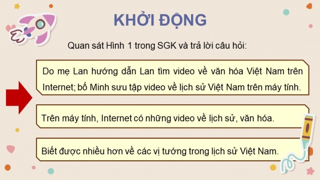 Soạn giáo án điện tử tin học 4 CTST Bài 11A: Xem video về lịch sử, văn hóa