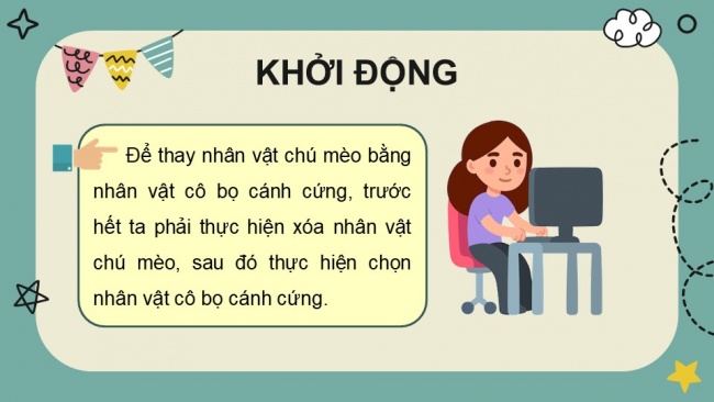 Soạn giáo án điện tử tin học 4 CTST Bài 14: Điều khiển nhân vật chuyển động trên sân khấu