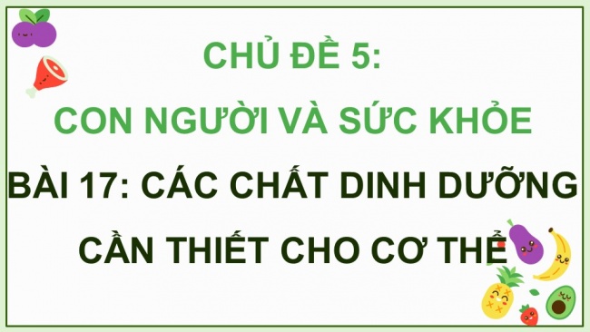 Soạn giáo án điện tử khoa học 4 cánh diều Bài 17: Các chất dinh dưỡng cần thiết cho cơ thể