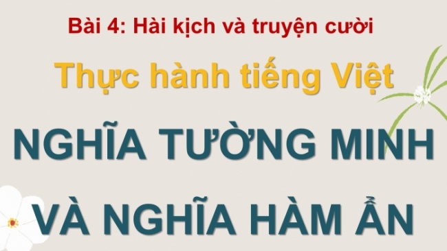 Soạn giáo án điện tử Ngữ văn 8 CD Bài 4 TH tiếng Việt: Nghĩa tường minh và nghĩa hàm ẩn