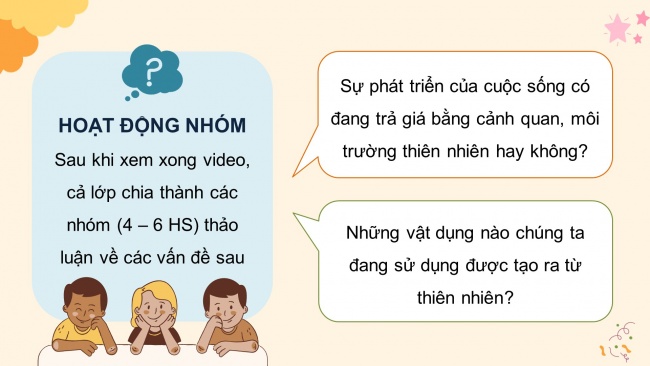 Soạn giáo án điện tử HĐTN 4 cánh diều Tuần 23: Chăm sóc, bảo vệ cảnh quan thiên nhiên quê hương - Hoạt động 1