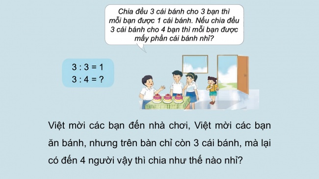 Soạn giáo án điện tử toán 4 KNTT Bài 54: Phân số và phép chia số tự nhiên