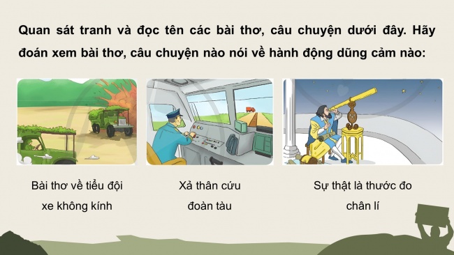 Soạn giáo án điện tử tiếng việt 4 cánh diều Bài 12 Đọc 1: Bài thơ về tiểu đội xe không kính