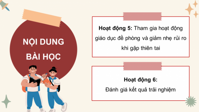 Soạn giáo án điện tử HĐTN 8 CTST (bản 2) Chủ đề 6: Đề phòng thiên tai và giảm nhẹ rủi ro - Hoạt động 5, 6