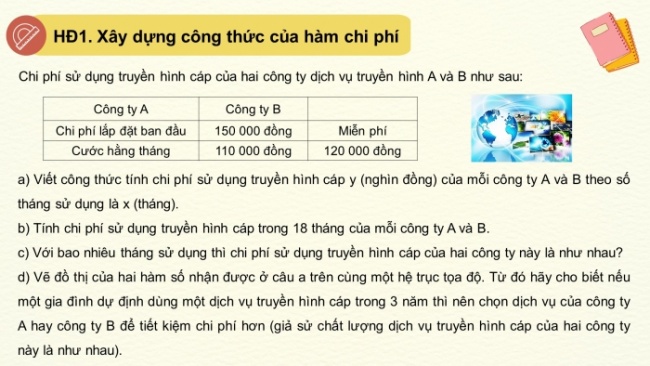 Soạn giáo án điện tử Toán 8 KNTT Hoạt động thực hành trải nghiệm 1: Một vài ứng dụng của hàm số bậc nhất trong tài chính