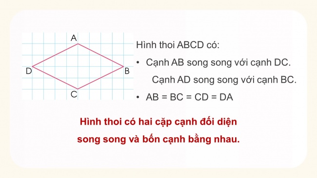 Soạn giáo án điện tử toán 4 cánh diều Bài 66: Hình thoi