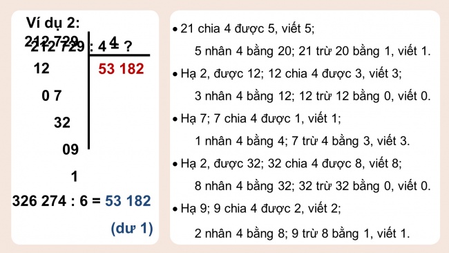 Soạn giáo án điện tử toán 4 CTST Bài 49: Chia cho số có một chữ số